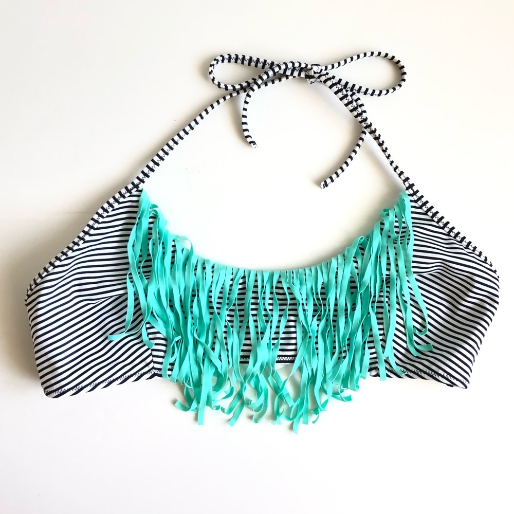 Fringe halter bikini top